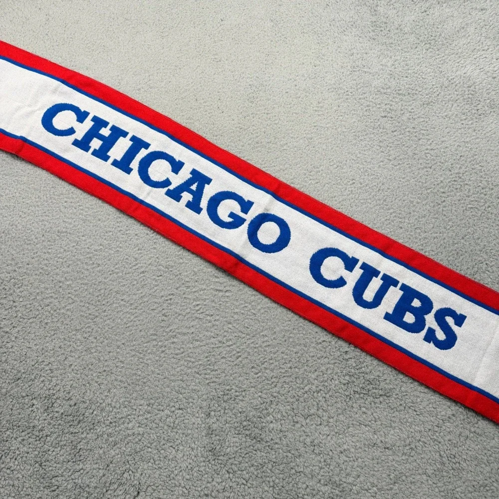 Chicago‎ Cubs MLB Baseball Heileman's Old Style Knit Fringe Red Blue White Scarf